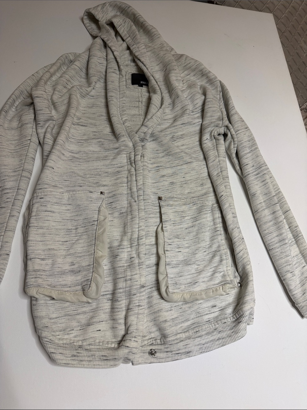 Wilfred free Heathered Light Gray Hooded Open-Front Jacket